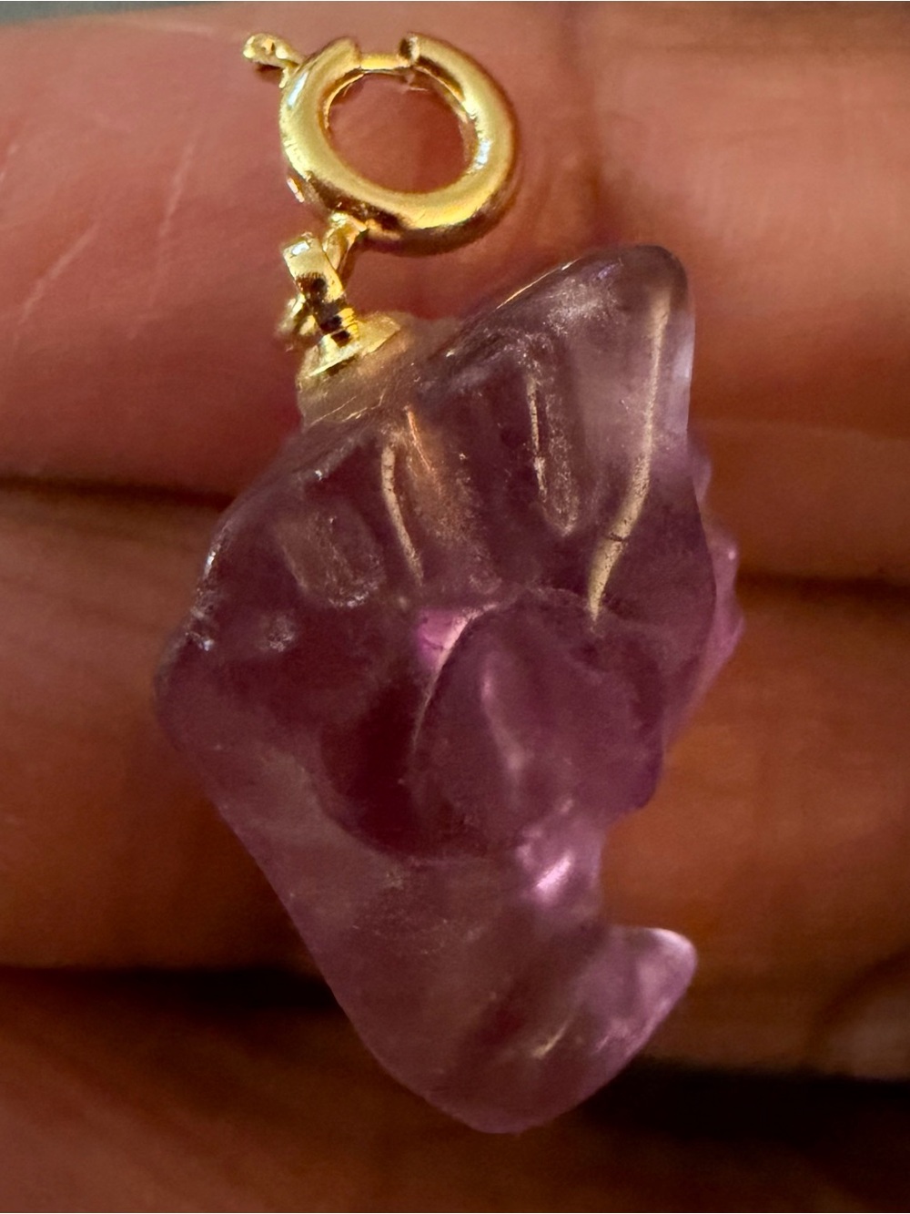 Purple Fluorite Dragonhead Crystal Charm (1) - Picture 7 of 8